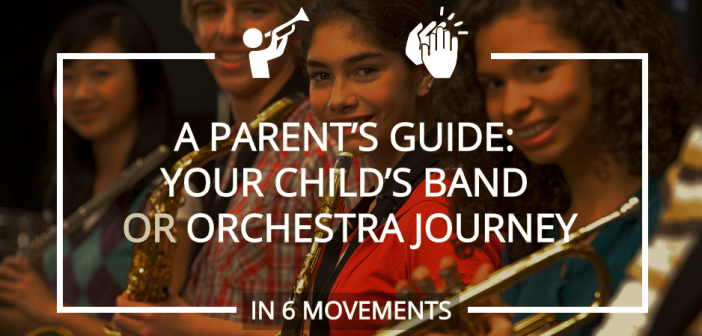 middle school children holding music instruments at the start of their musical journey